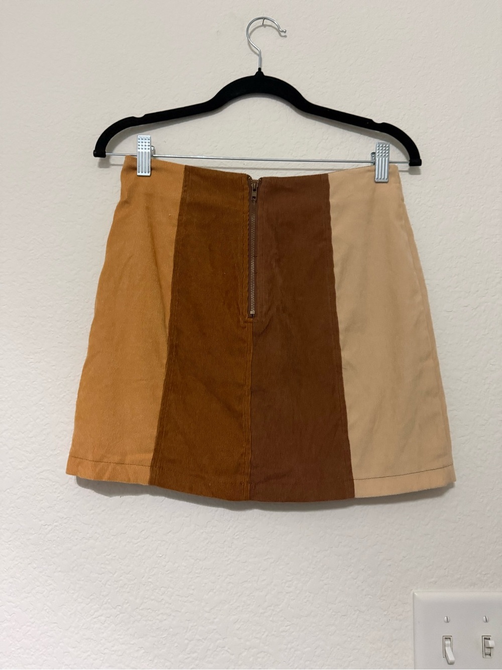 Altar'd State Colorblock Paneled Mini Skirt in Cream, Brown & Tan - Picture 2 of 3